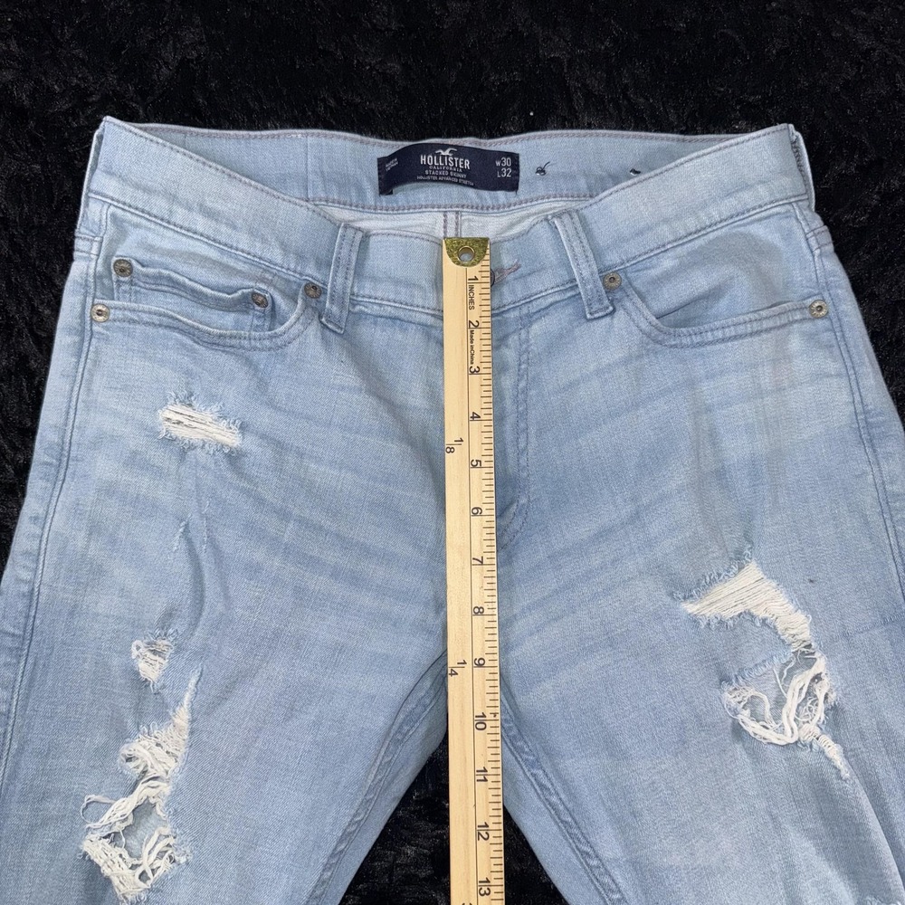 Hollister Stacked Skinny Jeans Mens 30x32 Distressed Ripped Denim Pants - Picture 3 of 10